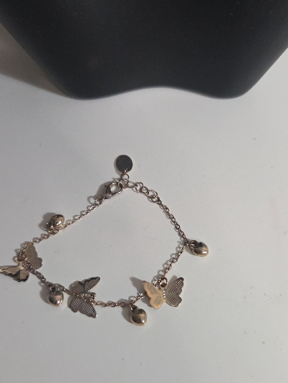 Claire's Gold Butterfly and Heart Charm Bracelet